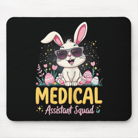 Retro Groovy Medical Istant Squad Bunny Ear Blume Mousepad (Vorne)