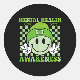 Retro Groovy Mental Health Awareness 2024 for Boys Runder Aufkleber