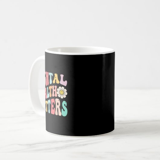 Retro Groovy Mental Health Awareness - Mental Heal Kaffeetasse (Vorderseite Links)