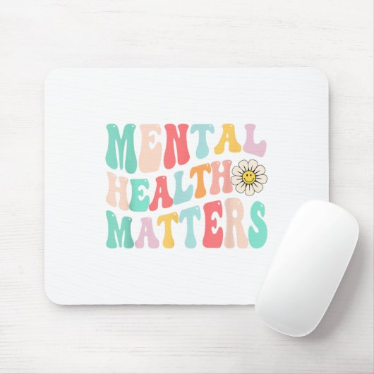 Retro Groovy Mental Health Awareness - Mental Heal Mousepad (Mit Mouse)