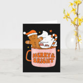 Retro Groovy Merry And Bright Gingerbread Christma Karte (Gelbe Blume)