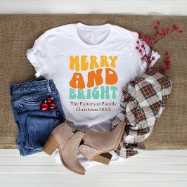 Retro Groovy Merry and Bright Women's Christmas T-Shirt
