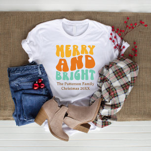 Retro Groovy Merry and Bright Women's Christmas T-Shirt