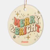 Retro Groovy Merry & Bright Christmas Keramik Ornament (Links)