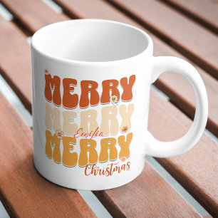 Retro Groovy Merry Christmas Boho Name der 1960er Tasse