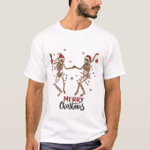 Retro Groovy Merry Christmas Hippie Skeleton T-Shirt (Vorderseite)