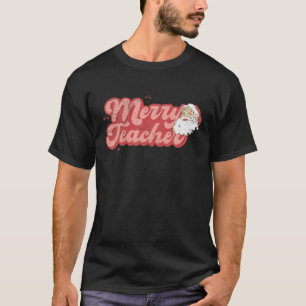 Retro Groovy Merry Teacher Weihnachtsmann F T-Shirt