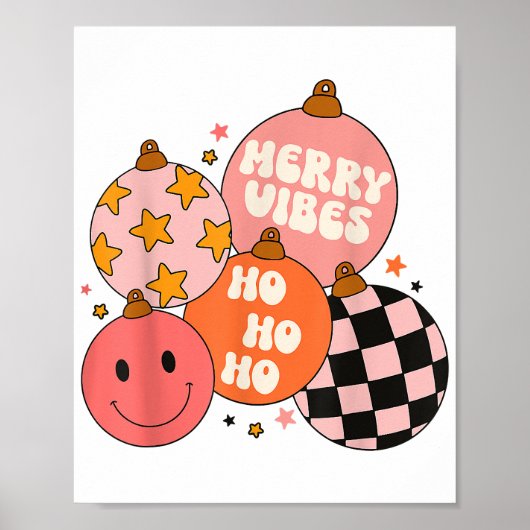 Retro Groovy Merry Vibes Christmas Niedlich Santa Poster (Vorne)