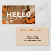 Retro Groovy Metallic Squiggles Orange Brown Visitenkarte (Vorne/Hinten)
