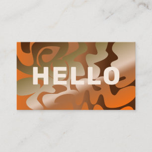 Retro Groovy Metallic Squiggles Orange Brown Visitenkarte