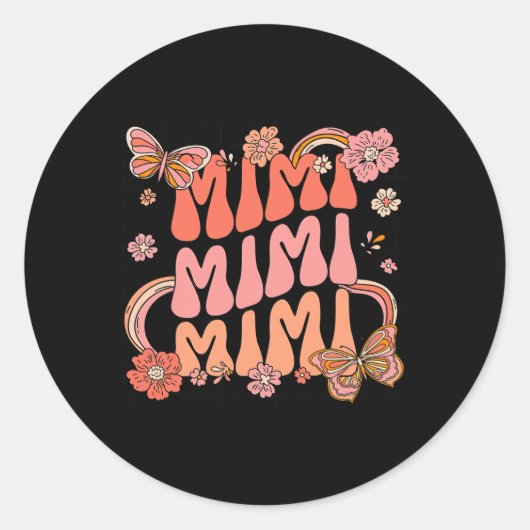 Retro Groovy Mimi Best Mimi Ever Hallo Fall Dank Runder Aufkleber (Vorderseite)