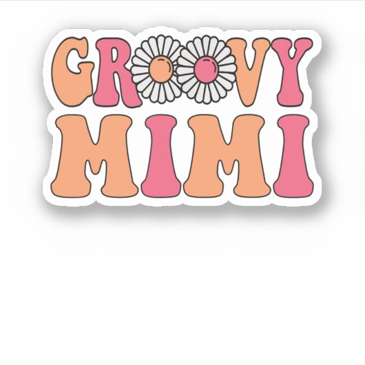 Retro Groovy Mimi Matching Family Aufkleber (Vorderseite)