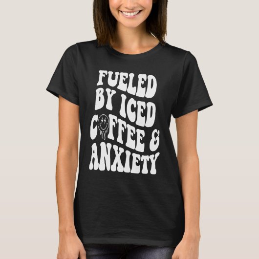Retro-Groovy mit erfrischtem Kaffee und Angst T-Shirt (Vorderseite)