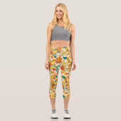 Retro Groovy Mushroom Blume Muster Capri Leggings (Vorderseite)