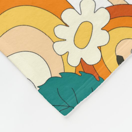 Retro Groovy Mushroom Blume Muster Fleecedecke (Ecke)