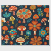 Retro Groovy Mushroom Blume Muster Geschenkpapier (Flach)