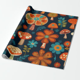 Retro Groovy Mushroom Blume Muster Geschenkpapier