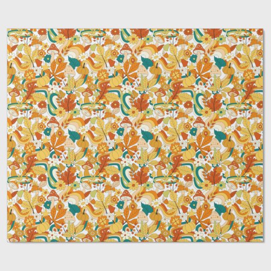 Retro Groovy Mushroom Blume Muster Geschenkpapier (Flach)