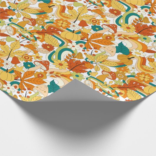 Retro Groovy Mushroom Blume Muster Geschenkpapier (Ecke)