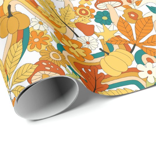 Retro Groovy Mushroom Blume Muster Geschenkpapier (Rolleneckpunkt)