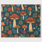 Retro Groovy Mushroom Blume Muster Geschenkpapier (Flach)