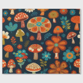 Retro Groovy Mushroom Blume Muster Geschenkpapier (Flach)