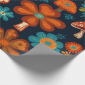 Retro Groovy Mushroom Blume Muster Geschenkpapier (Ecke)