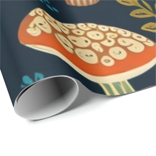 Retro Groovy Mushroom Blume Muster Geschenkpapier (Rolleneckpunkt)