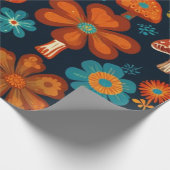 Retro Groovy Mushroom Blume Muster Geschenkpapier (Ecke)