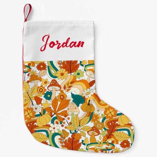 Retro Groovy Mushroom Blume Muster Kleiner Weihnachtsstrumpf (Vorderseite)