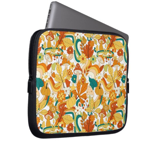 Retro Groovy Mushroom Blume Muster Laptopschutzhülle (Vorne Rechts)