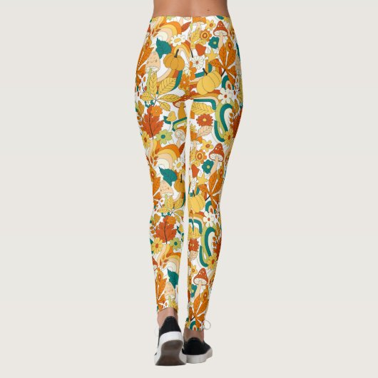 Retro Groovy Mushroom Blume Muster Leggings (Rückseite)