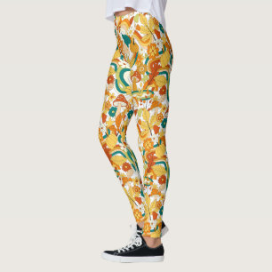 Retro Groovy Mushroom Blume Muster Leggings