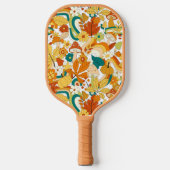 Retro Groovy Mushroom Blume Muster Pickleball Schläger (Vorderseite)