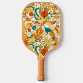 Retro Groovy Mushroom Blume Muster Pickleball Schläger (Rückseite)