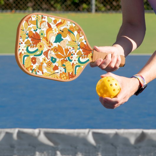 Retro Groovy Mushroom Blume Muster Pickleball Schläger (InSitu)