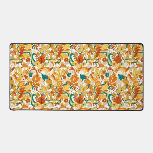 Retro Groovy Mushroom Blume Muster Schreibtischunterlage (Vorderseite)