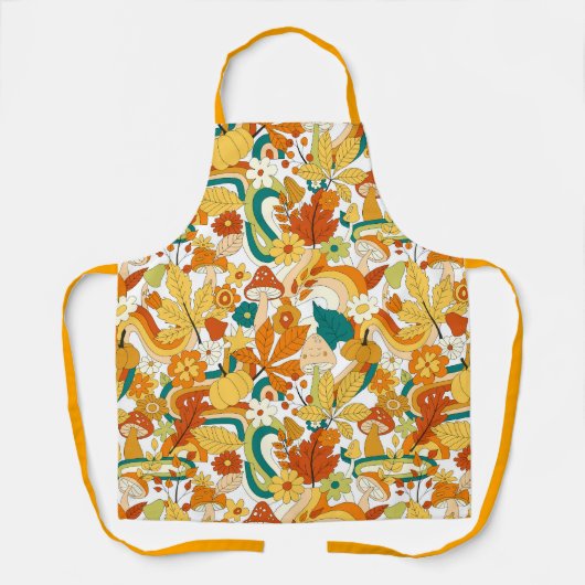 Retro Groovy Mushroom Blume Muster Schürze (Vorderseite)