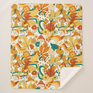Retro Groovy Mushroom Blume Muster Sherpadecke