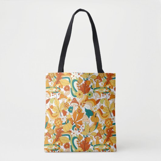Retro Groovy Mushroom Blume Muster Tasche (Vorderseite)