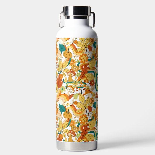 Retro Groovy Mushroom Blume Muster Trinkflasche (Vorderseite)