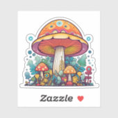 Retro Groovy Mushroom Orange Aquamarin Aufkleber (Blatt)