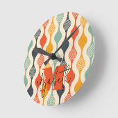 Retro Groovy Muster Runde Wanduhr (Winkel)