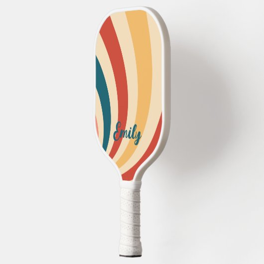 Retro Groovy Musterskriptname Pickleball Schläger (Links)