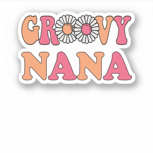 Retro Groovy Nana Matching Family Aufkleber (Vorderseite)