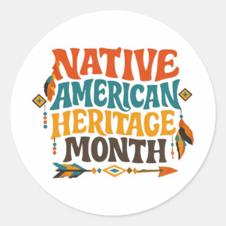 Retro Groovy Native American Heritage Month Runder Aufkleber