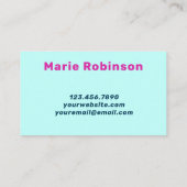 Retro Groovy Navy Blue Aqua Pink Hallo Visitenkarte (Rückseite)