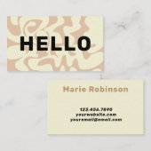 Retro Groovy Neutral Beige Stone Black Hallo Visitenkarte (Vorne/Hinten)