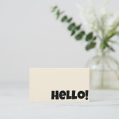 Retro Groovy Neutral Cream QR Code Bold Hello Boho Visitenkarte (Stehend Vorderseite)
