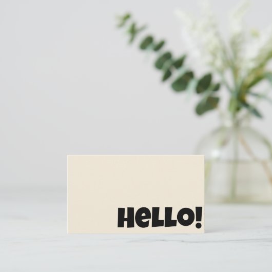 Retro Groovy Neutral Cream QR Code Bold Hello Boho Visitenkarte (Stehend Vorderseite)